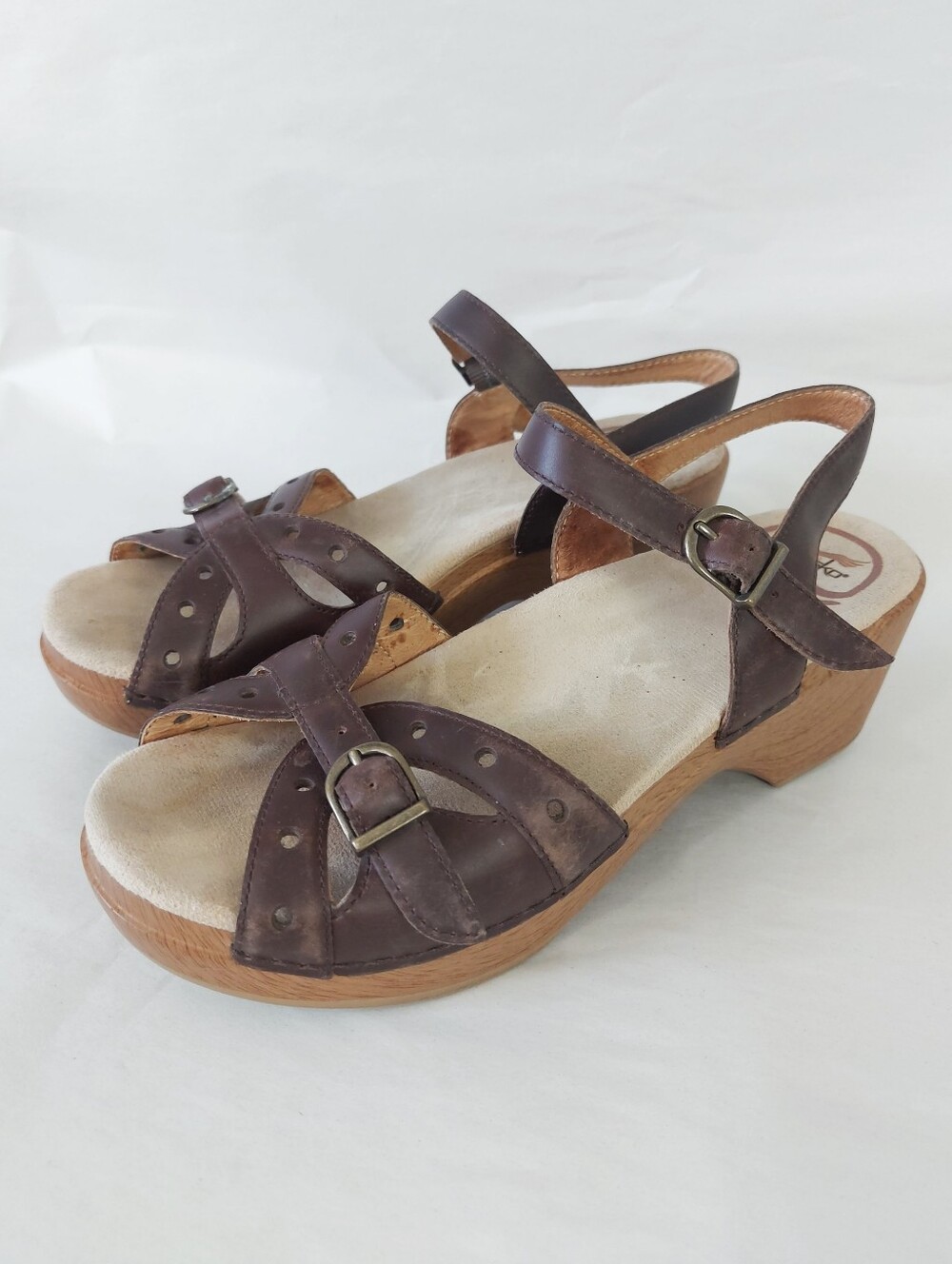 Dansko Sissy Ankle Buckle Straps Sandals 37 EU Open Toe Comfort Block Heels